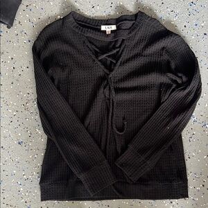 LNA Black Lace-Up Top